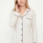 Vivisence Pyjama Femme Modal Chemise Boutons Manche Longue Confort Doux, écru | écru