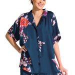 Haut pyjama chemise manches courtes amaryllis Bleu