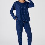 Damart IMPRIMÉ ÉTOILES THERMOLACTYL SET Pyjama marine imprimé/bleu ZALANDO.FR
