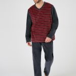 Pyjama velours rayé mélange coton damart Gris
