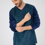 Damart STRIPE TREND Pyjama Blue/bleu ZALANDO.FR