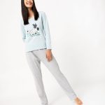 Pyjama bicolore avec motif femme bleu ciel | GEMO