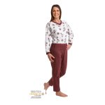 Grenouillère adulte incontinence manches et jambes longues imprimé floral bordeaux Suprima