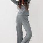 Pyjama en pointelle de coton Gris foncé chiné FEMME | H&M FR