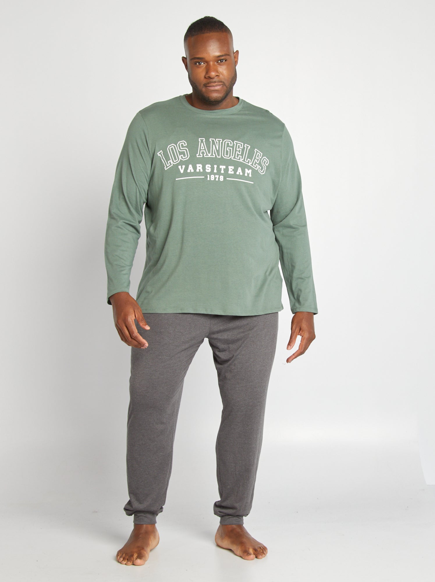 kiabi-pyjama-837dtr-1.jpg Ensemble pyjama esprit campus 2 pièces Vert/anthracite – Image 1