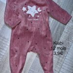 Kiabi pyjama babygros velours Coton rose 12 mois Bébé Fille | eBay
