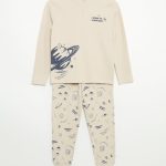 Pyjama 2 pièces T shirt à manches longues + pantalon Gris