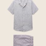Pyjama Chemise manches courtes et Short rayés en lin European Flax