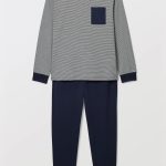 Pyjama T shirt manches longues milleraies et pantalon en jersey de coton BIO GOTS