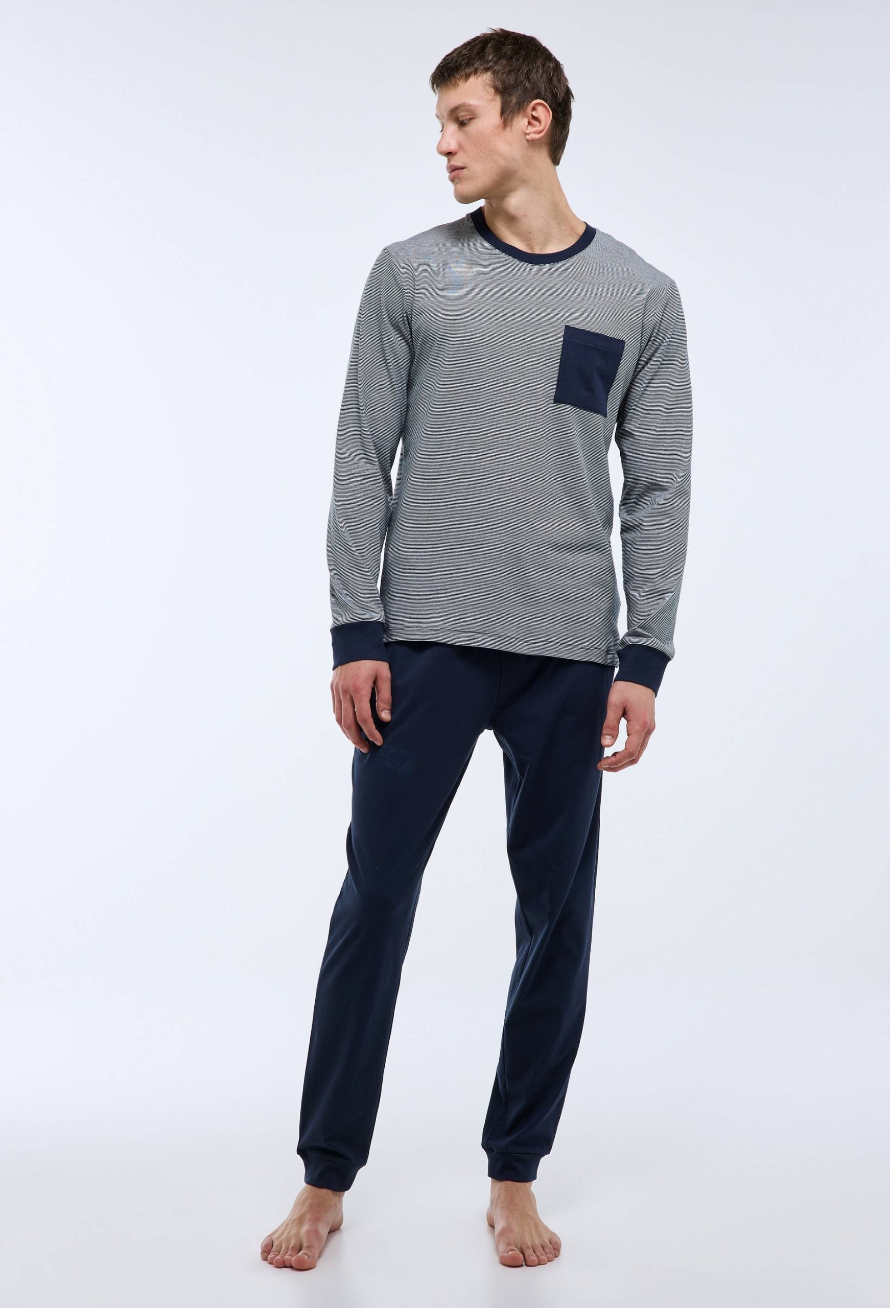 monoprix-pyjama-homme-911iyl-1.jpg Pyjama T shirt manches longues milleraies et pantalon en jersey de coton BIO GOTS – Image 1