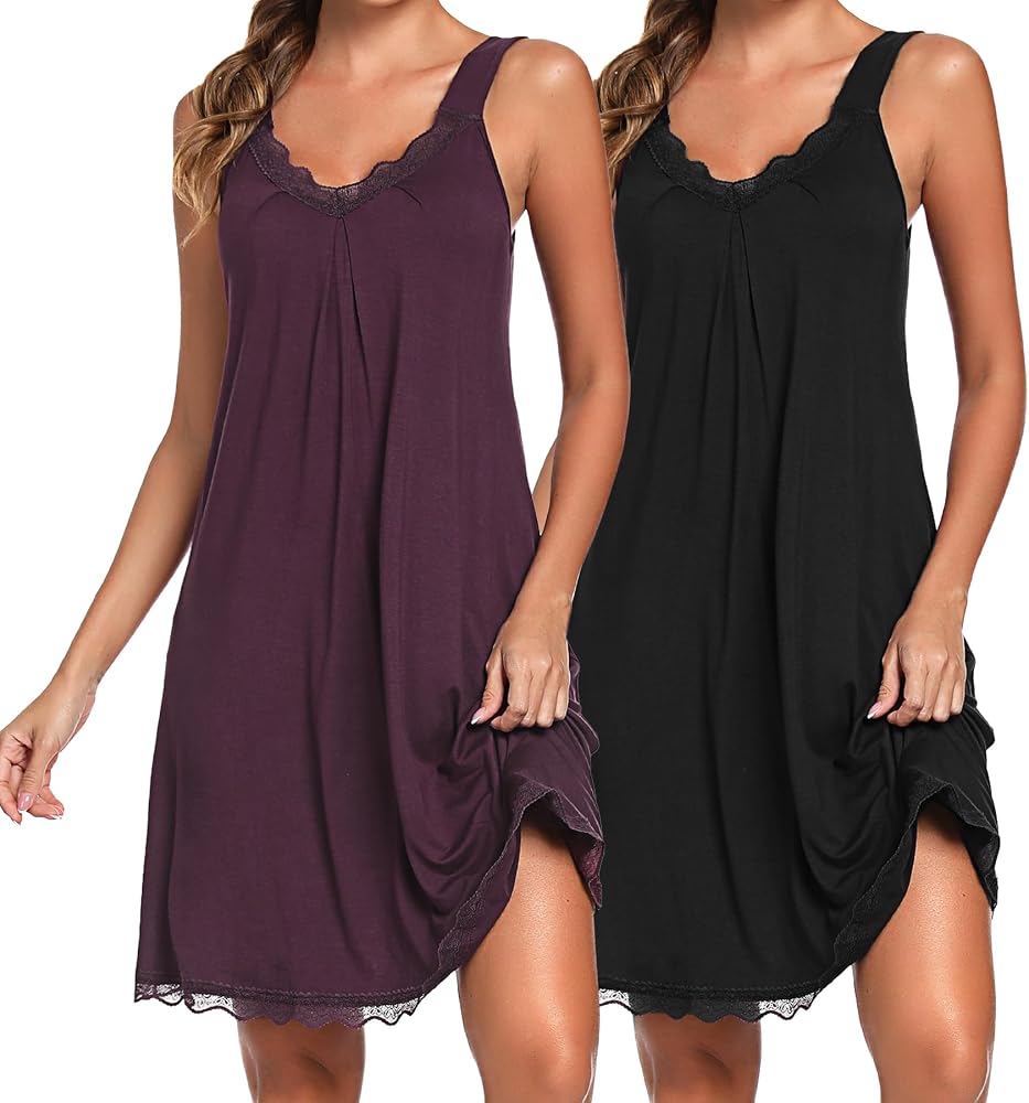 nuisette-en-coton-femme-345uzl-1.jpg Uniexcosm Nuisette Femme Sexy Coton Dentelle Chemise de Nuit Femme sans Manches Col en V Doubles Dretelles B+DPU XS : Amazon.fr: Mode – Image 1