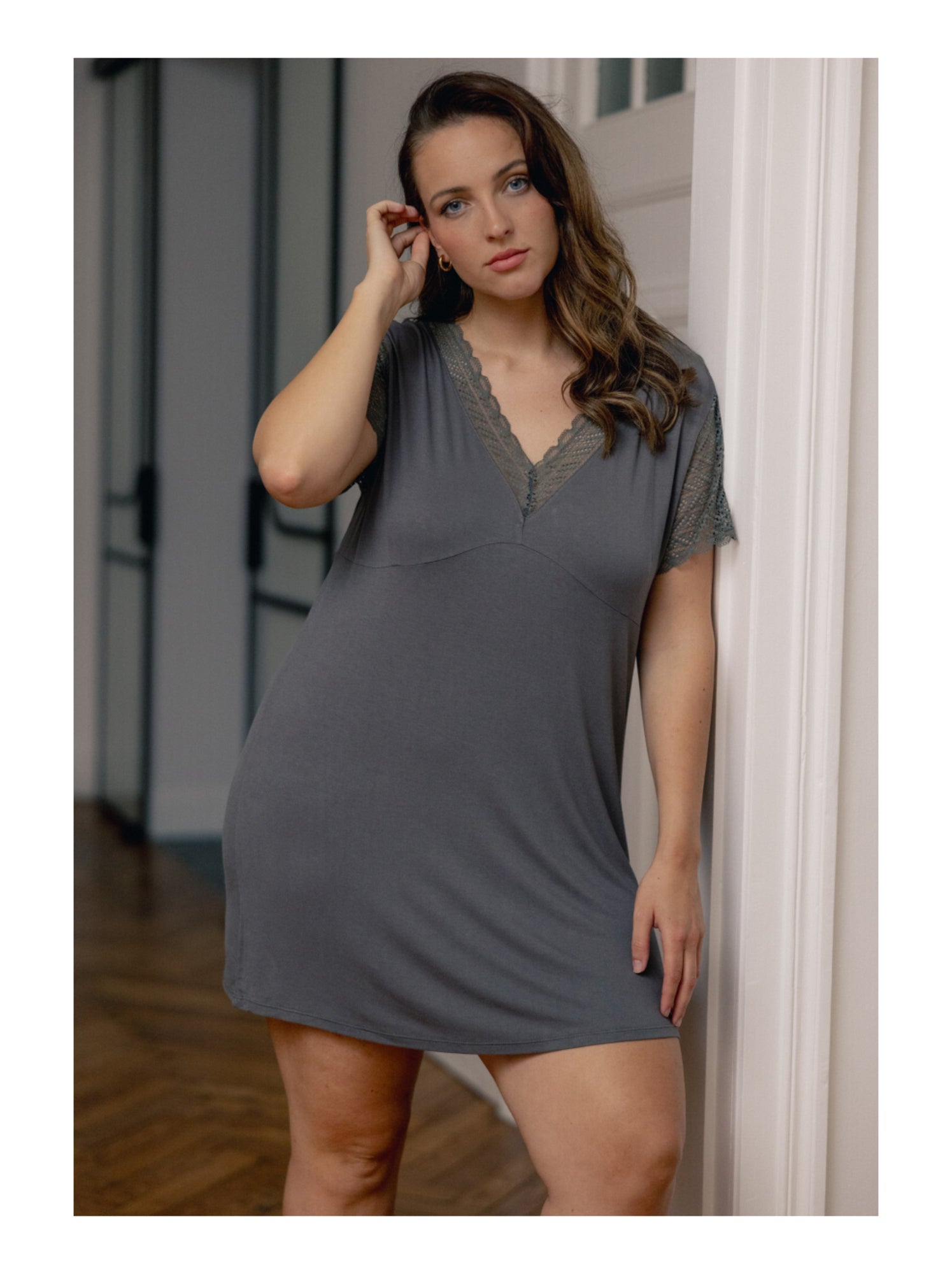 nuisette-en-coton-femme-511vhx-1.jpg Nuisette Femme — Tendances Mode à Petits Prix kaki Kiabi – Image 1