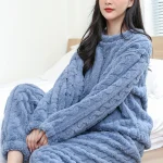 Pyjama pilou pilou bleu femme Chaussette Chausson