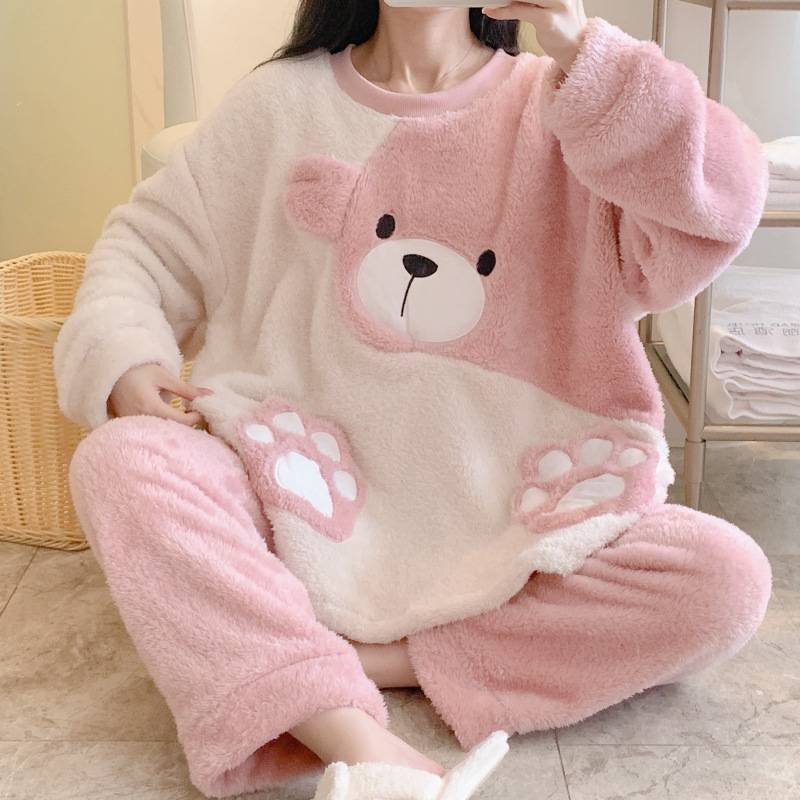 pilou-pilou-pyjama-446nyn-1.jpg Pyjama pilou pilou ours rose femme Chaussette Chausson – Image 1