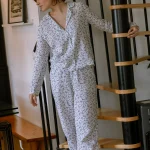 Ensemble de pyjama femme en gaze de coton bio Daphné Rose Poudré Pyjamas Hestia