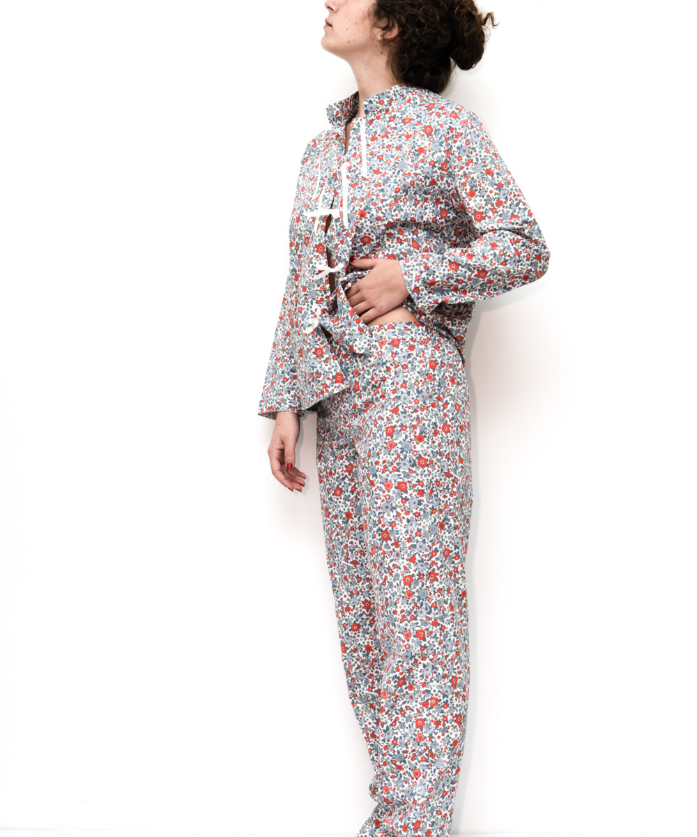 pyjama-100-coton-femme-524wnk-1.jpg Pyjama femme, made in France, 100% coton bio, orange. | Fleurs Pois & Cie – Image 1