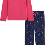 ARTHUR Pyjama Femme 100% Coton Chaud & Doux pour l'hiver Ensemble Manches Longues & Pantalon à Motif Cerf Bleu Marine Taille S : Amazon.fr: Mode