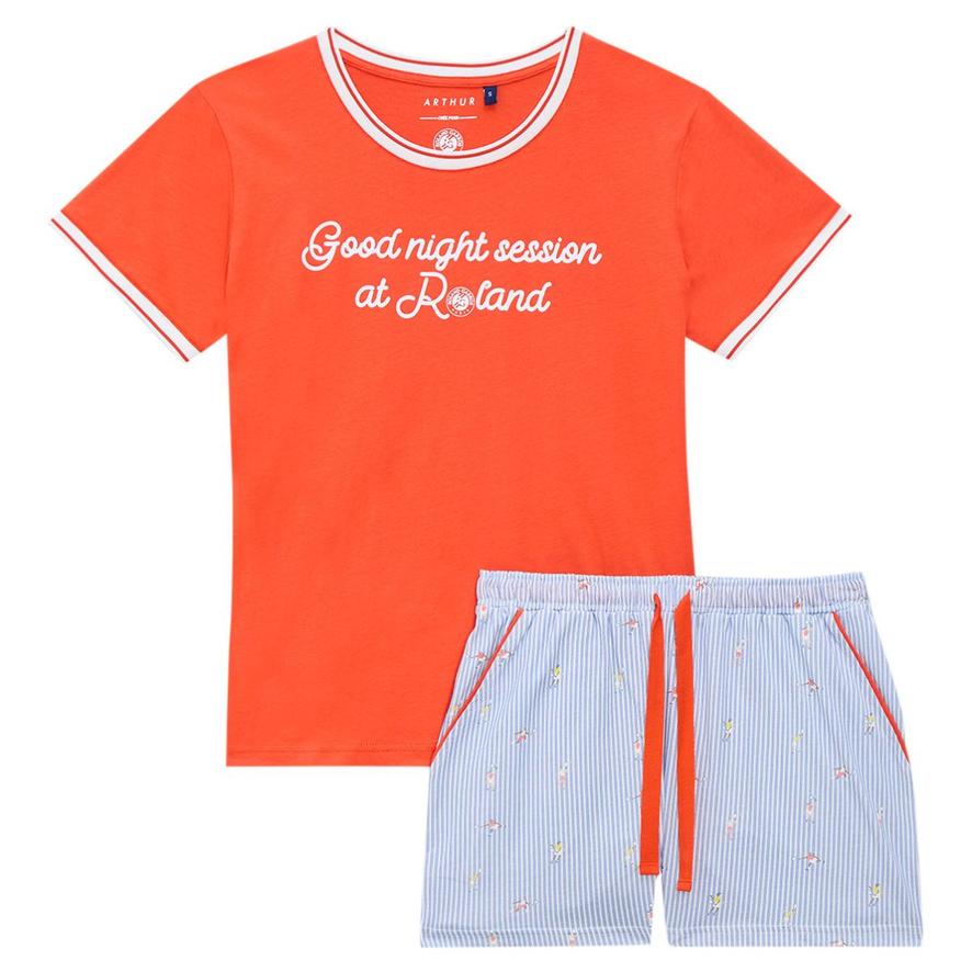 pyjama-arthur-femme-975dvb-1.jpg Pyjama Court Night Femme Arthur x Roland Garros Terre battue | Roland Garros Boutique – Image 1