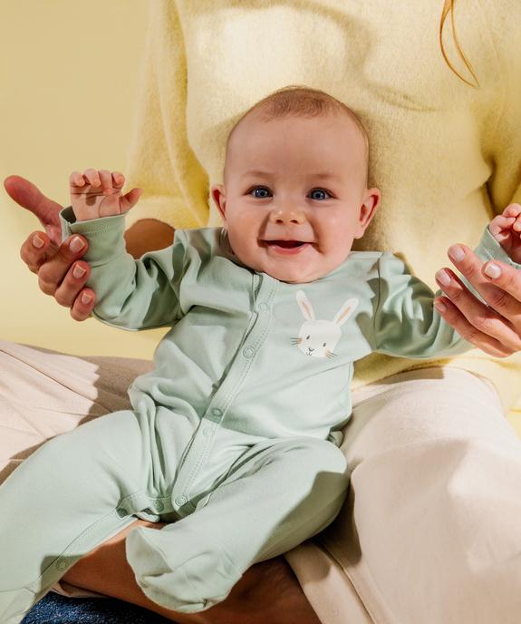 pyjama-bebe-coton-265qvf-1.jpg Pyjama dors bien en coton ouverture devant bébé vert clair | GEMO – Image 1