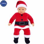 Pyjama dors bien mixte pour bébé en velours rouge blanc et noir brodé Père Noël