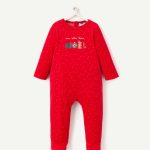 Pyjama de noël pour bébé effet velours rouge avec écriture tango red | Tape à l'oeil