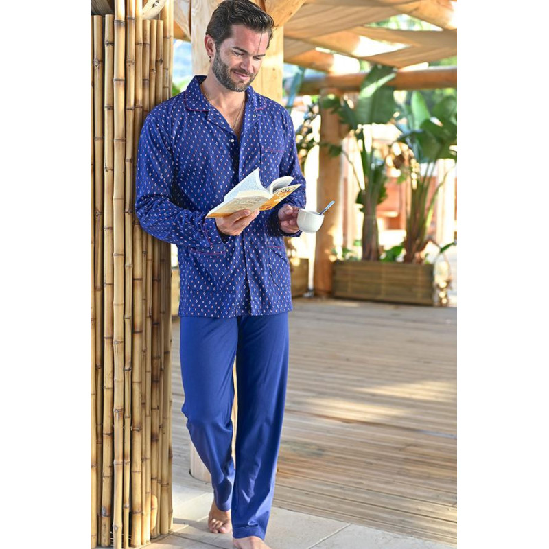 pyjama-chaud-pour-homme-539bwz-1.jpg Pyjama pour homme âgé avec ouverture par pressions facile à mettre – Image 1