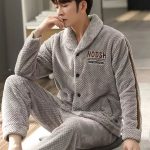Pyjama Chaud Pour Homme "Brise du Nord" M / Gris Clair