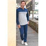 Pyjama pour homme senior chaud et confortable 100% coton