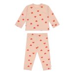 Pyjama à manches longues enfants bio coton, Coeur rose