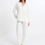 Ensemble de pyjama 2 pièces à motif coeur en coton flanelle MILO ECRU ETAM