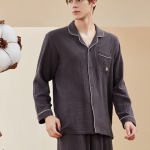 Pyjama homme en gaze de coton gris