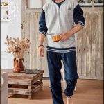 Pyjama homme en coton style jogging manches longues LONDONIE bleu Becquet | 3 SUISSES