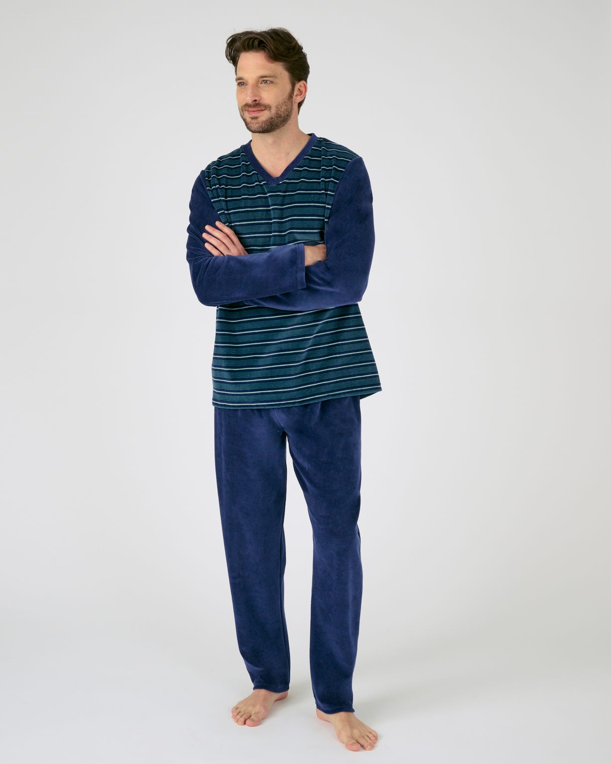 pyjama-damart-homme-686zht-1.jpg Pyjama 3 pièces short et pantalon Pyjama Damart.fr – Image 1