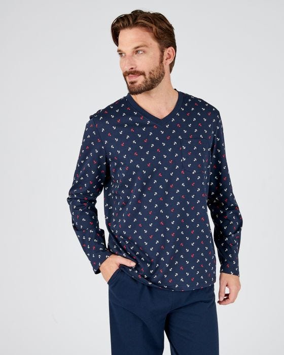 pyjama-damart-homme-735pzd-1.jpg Pyjama maille jersey pur coton peigné Pyjama Damart.fr – Image 1