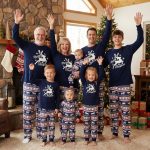 Pyjama noël famille Bleu en coton | Motif Rennes™