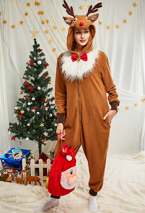 pyjama-de-noel-755fht.jpg Combinaison Noël Renne Pyjama Une Pièce Vêtement de Nuit à Manches Longues – Image 1
