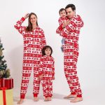 Pyjama Noël assorti famille rouge à motifs | Pyjama Câlin