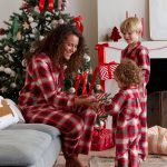 Pyjama femme flanelle noël capsule famille carreaux rouge, Vêtements de grossesse