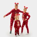 Pyjama de Noël pour Adultes Unisexe Rouge avec Rudolph le Renne XS