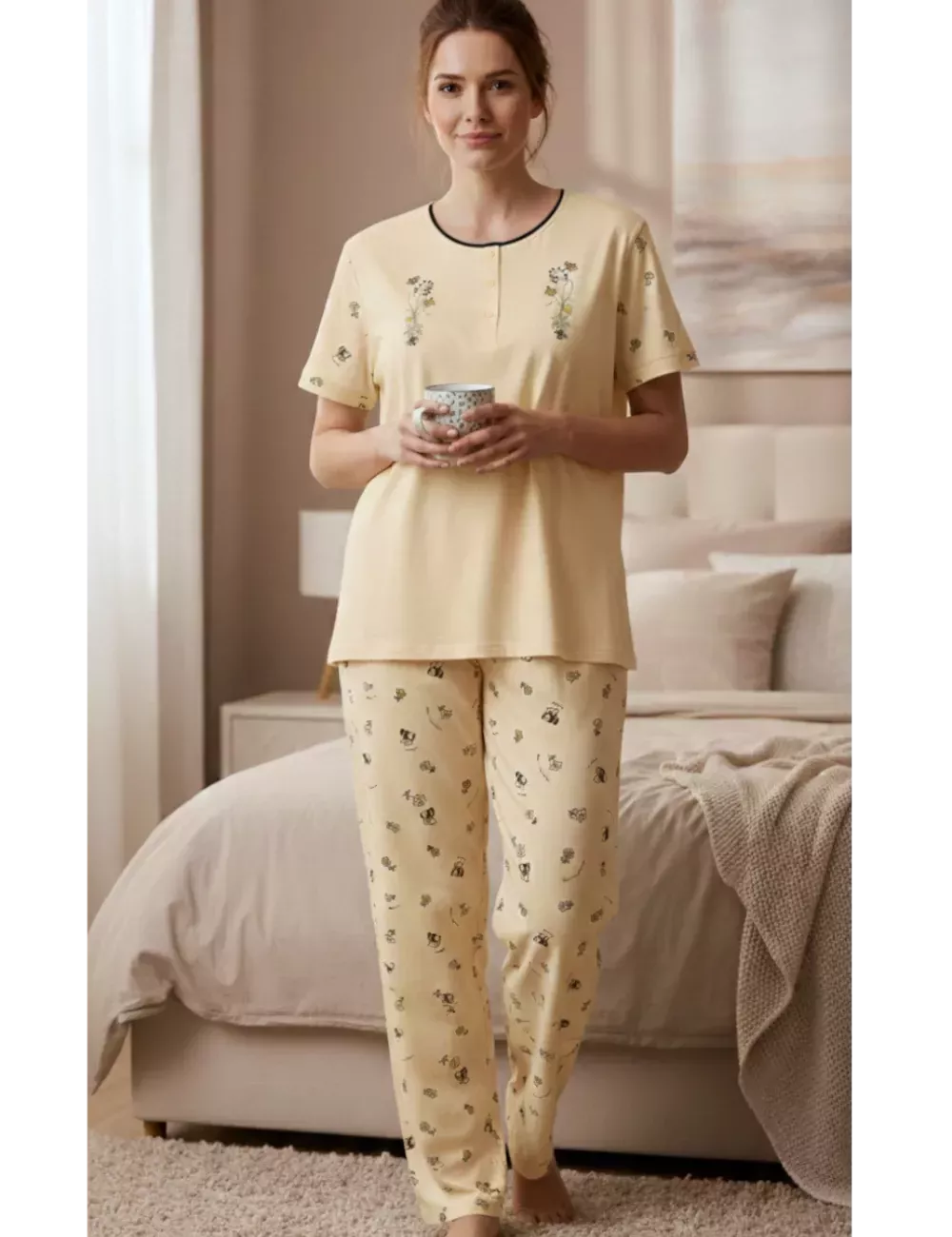 pyjama-en-coton-femme-547soa.webp Pyjama femme coton jersey motifs abeilles | Jack Lingerie – Image 1