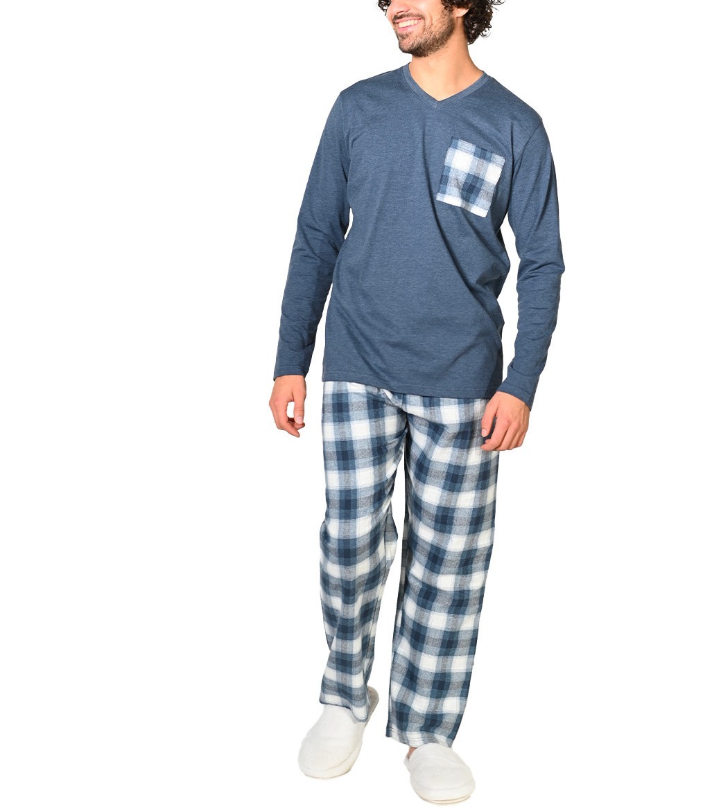 pyjama-en-flanelle-762zym-1.jpg Pyjama Flanelle et Jersey Homme Bleu – Image 1