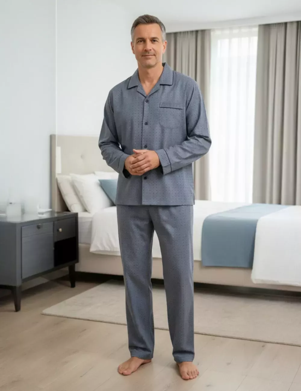 pyjama-en-flanelle-homme-119tla.webp Pyjama Homme Flanelle Col Tailleur 100% Coton | Jack Lingerie – Image 1