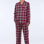 Pyjama manches longues et pantalon en flanelle. ROUGE pour homme MONOPRIX