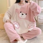 Pyjama pilou pilou ours rose femme Chaussette Chausson