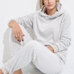 Pyjama chaud polaire avec haut sweat Gris | Afibel