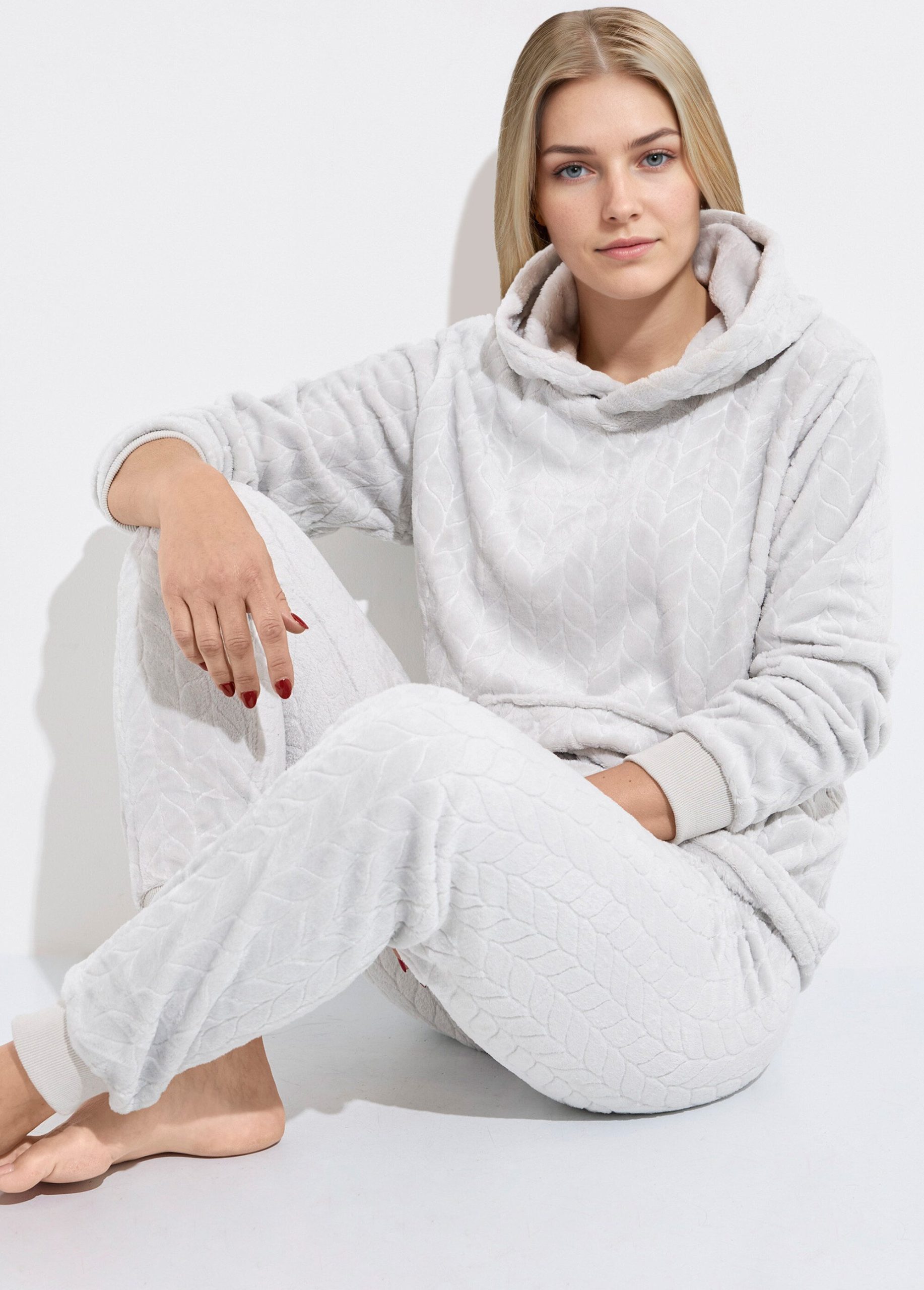 pyjama-en-polaire-femme-167zgw-1.jpg Pyjama chaud polaire avec haut sweat Gris | Afibel – Image 1