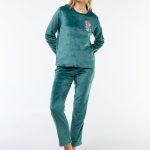 Ensemble pyjama long en polaire 2 pièces Vert