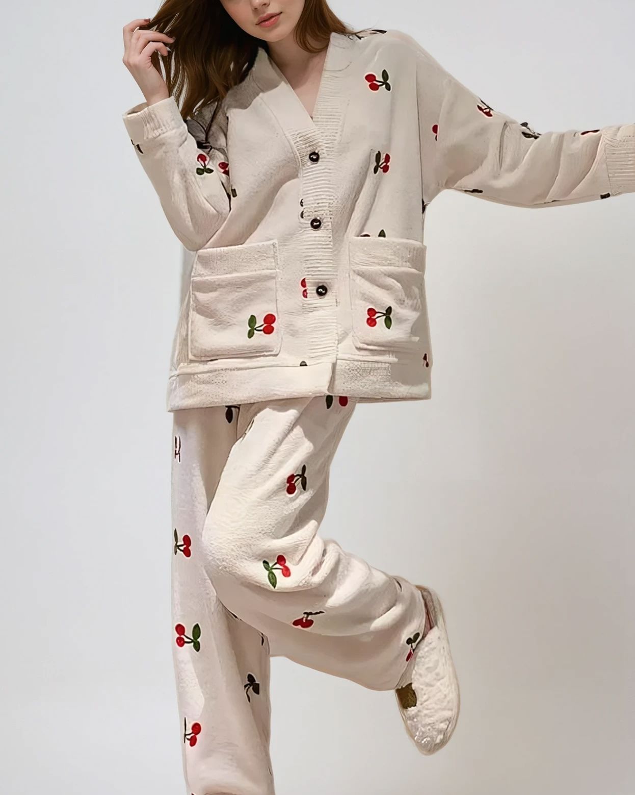 pyjama-en-polaire-femme-607ndw-1.jpg Polaire Pyjama Femme Hiver Ensemble Pyjama Hiver Haut De Pyjama Chaud Femme Ensemble Pyjama – Image 1
