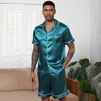 pyjama-en-satin-homme-539vlg-1.jpg Générique Pyjama Satin Court Homme Ete, Ensembles de Pyjama à Manches Courtes Boutonné + Bas de Pyjamas, Vêtements de Nuit Fin Cut Confortable Vêtements de Détente Doux Loungewear Couleur Unie : Amazon.fr: – Image 1