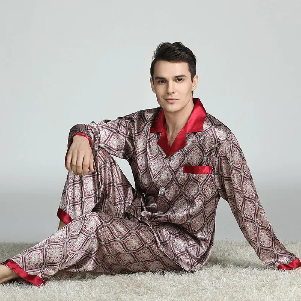 pyjama-en-satin-homme-580dbo-1.jpg Pyjama Homme Satin à Carreaux chic | Drom – Image 1